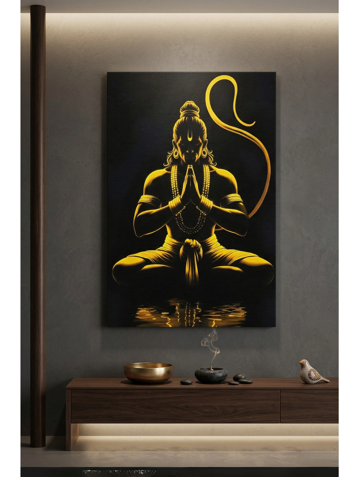 Hanuman Ji — Golden Silhouette Bajrangbali Art